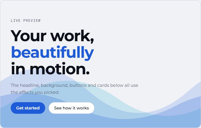 Waves hero background behind a headline