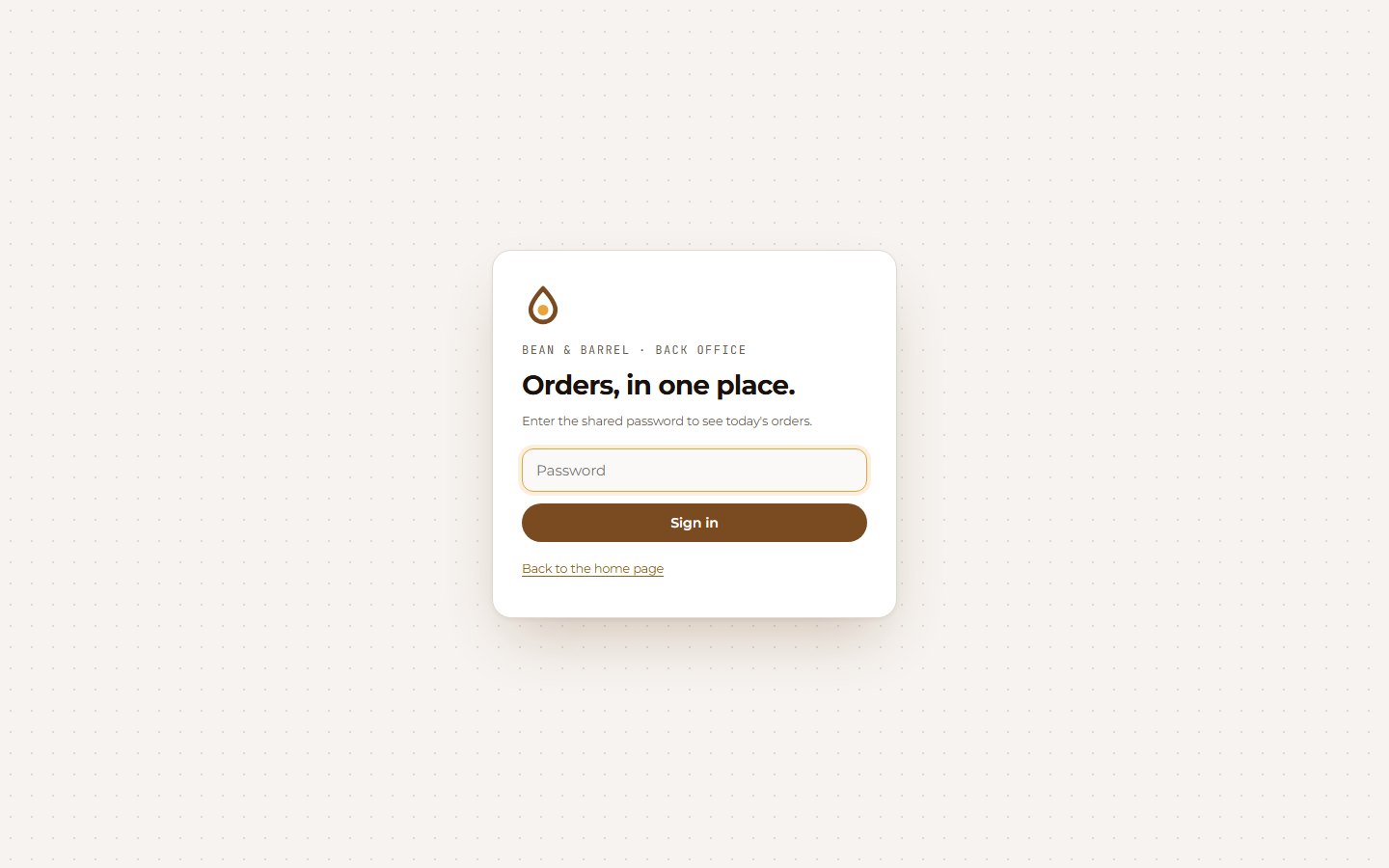 Shared password sign-in page